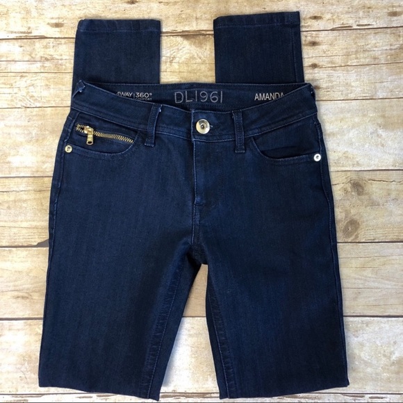 DL1961 Amanda Dark Blue Zip Pocket Skinny Jeans - Picture 2 of 8